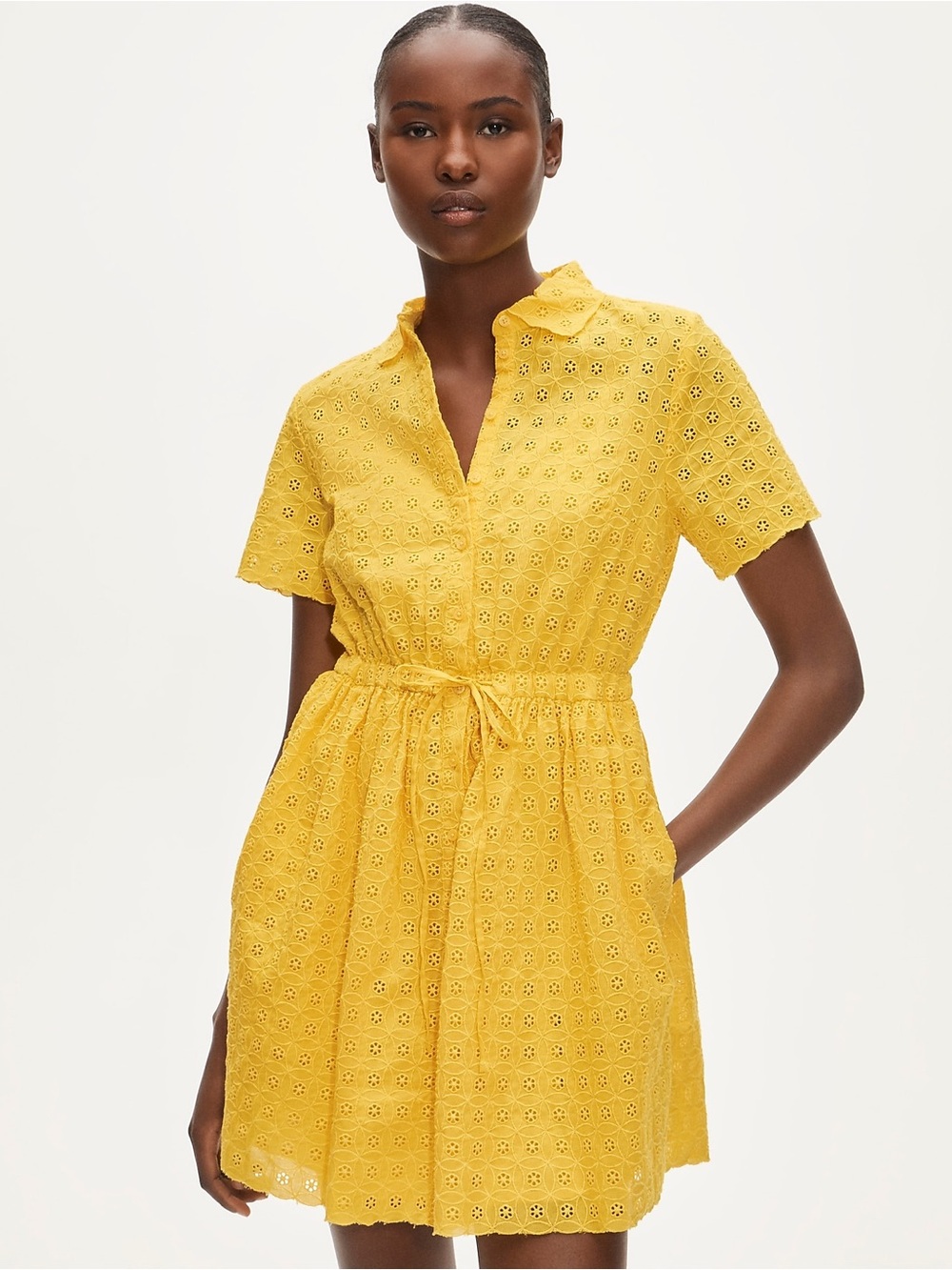 J crew Mini Cerise shirt-dress in eyelet cotton poplin